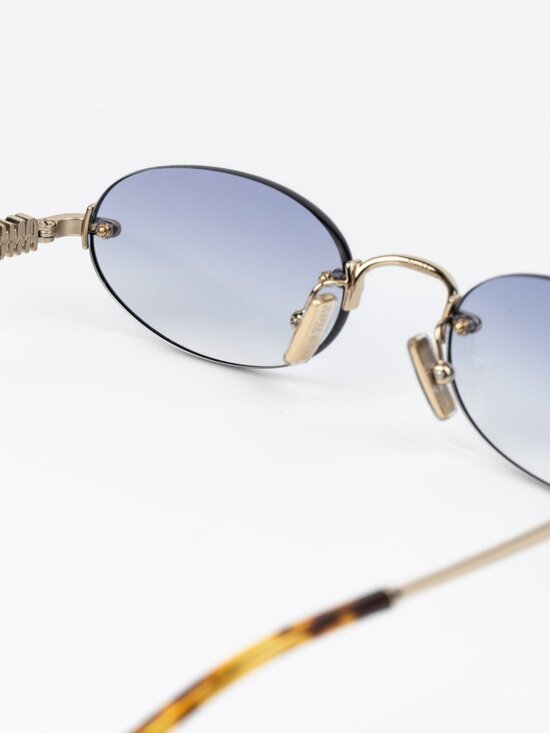 Miu Miu Women Sunglasses Gold Gradient Blue Oval MUA54S ZVN80O NEW AUTHENTIC main image 4